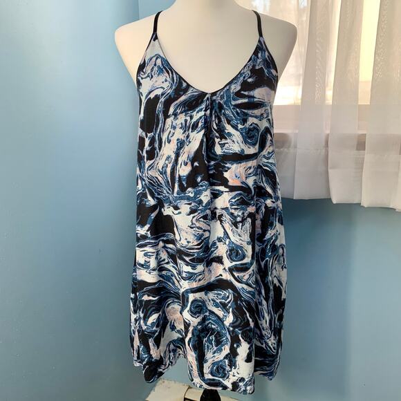 Urban Outfitters Silence + Noise Blue Marbled Dress Size Medium - Picture 2 of 8